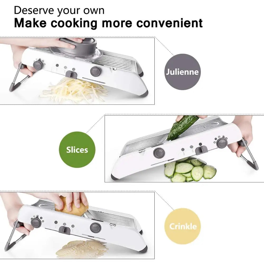 Professional 18 Adjustable Settings Stainless Steel Mandoline Slicer